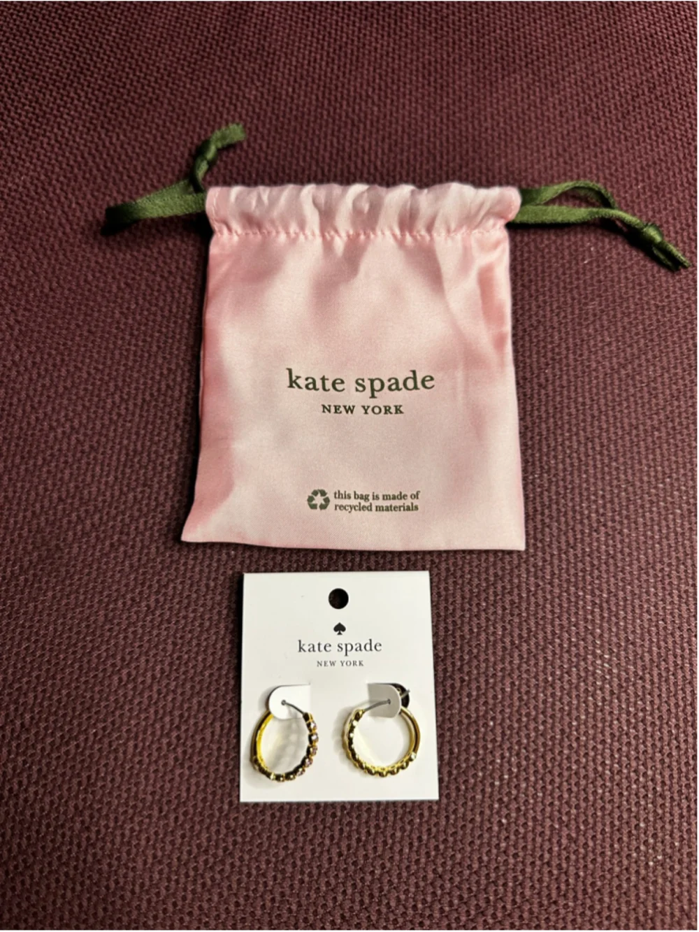 Kate Spade Gold Hoop Earrings with Purple Stones